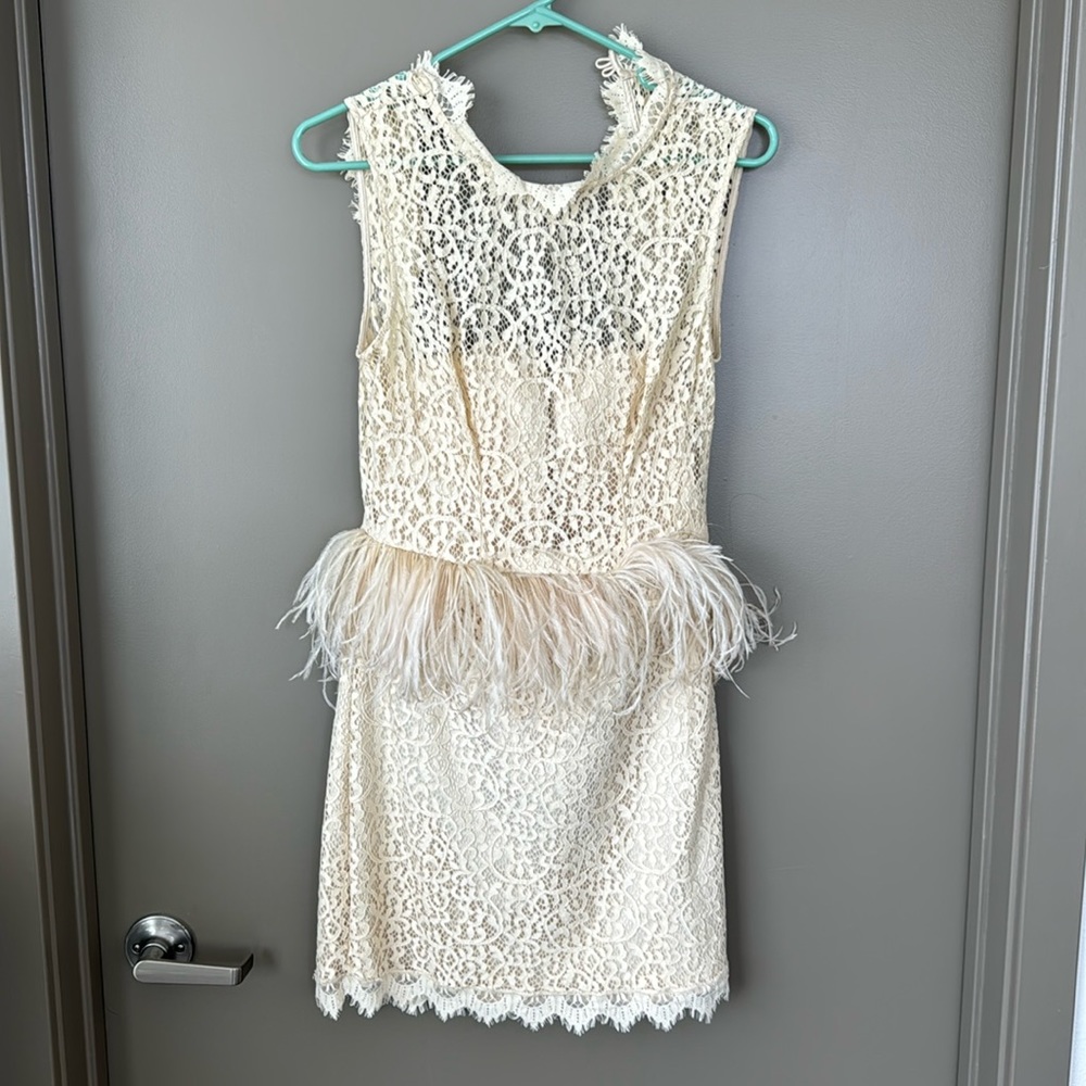 Bebe dress with lace overlay